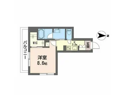 ウエストハイツ(1K/3階)の間取り写真