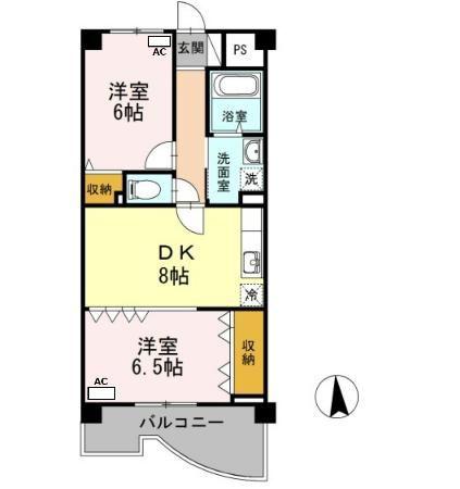 WHOLLY TOP(2DK/4階)の間取り写真
