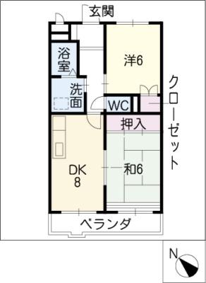 サンパーク大清水(2LDK/2階)の間取り写真
