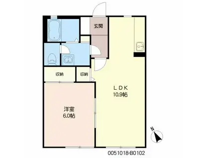バリュージュ恒久弐番館(1LDK/1階)の間取り写真