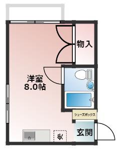 レインボーMビル(ワンルーム/2階)の間取り写真