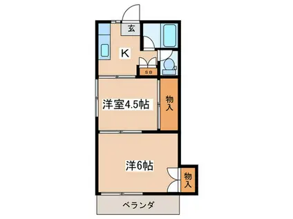 立野ハイツ(2K/1階)の間取り写真