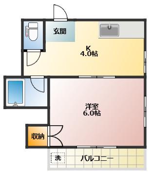 湯本マンション(1K/2階)の間取り写真