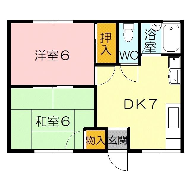 コーポあさひ(2DK/2階)の間取り写真