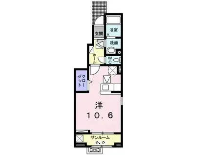 エスペランサ K(ワンルーム/1階)の間取り写真