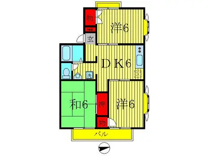 ビューラハイム(3DK/1階)の間取り写真