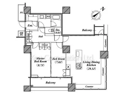 THE TOKYO TOWERS(2LDK/26階)の間取り写真