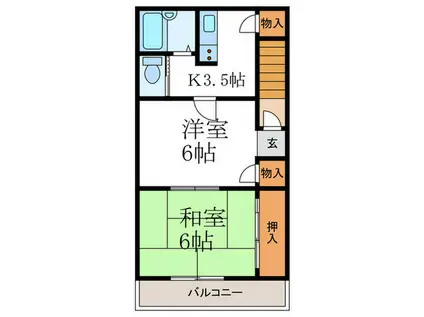 大山崎マンション(2K/3階)の間取り写真