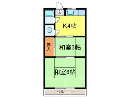 さかえ荘(2K/2階)の間取り写真