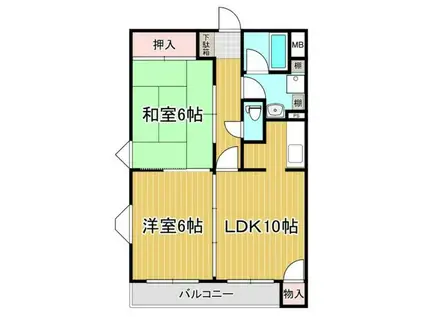 ピアレス(2LDK/3階)の間取り写真