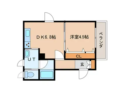 パシフィック学園前(1DK/3階)の間取り写真