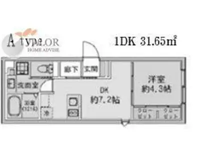 FABRIC蒲田ウエスト RESIDENCE(1DK/3階)の間取り写真