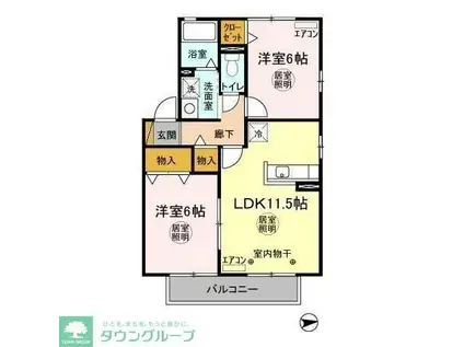 ヴィラ・エスペランサ(2LDK/2階)の間取り写真