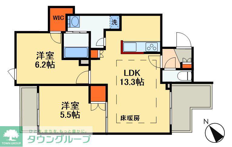 ウエスト・ノワール(2LDK/3階)の間取り写真