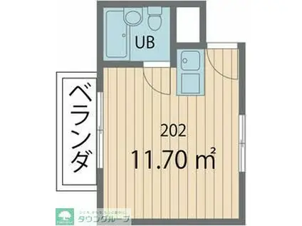 ポルシェ世田谷駒沢 A棟(ワンルーム/2階)の間取り写真
