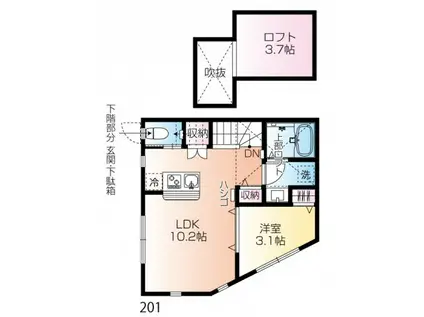 フレシール野方(1LDK/2階)の間取り写真