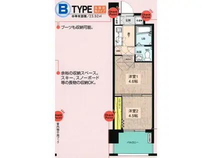 NO.46 ORIENTBLD(2K/9階)の間取り写真