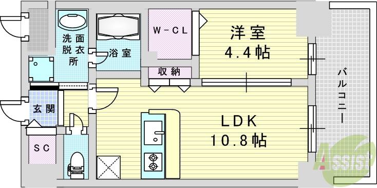 スプランディッド新大阪8(1LDK/6階)の間取り写真