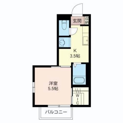 ハイネス(1K/2階)の間取り写真