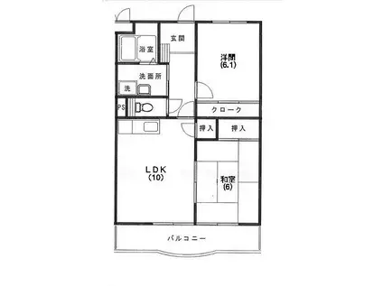 グローリー(2LDK/3階)の間取り写真