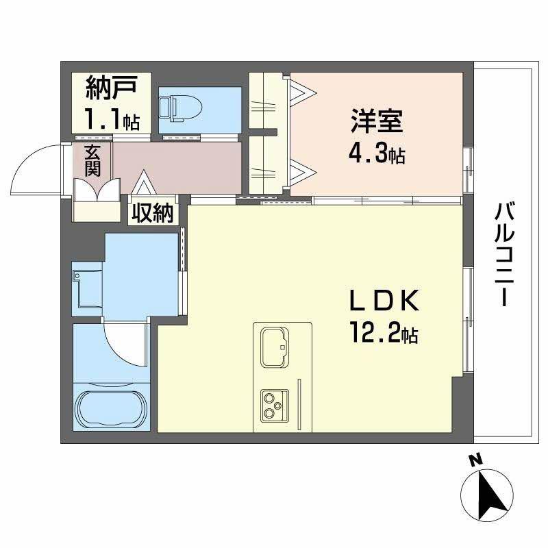 シャーメゾン コア八日町(1LDK/1階)の間取り写真