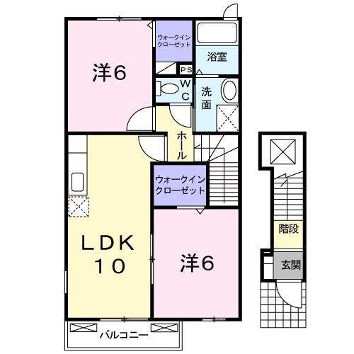 フラン・ソフィア B(2LDK/2階)の間取り写真