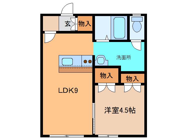 ベイフラット(1LDK/2階)の間取り写真