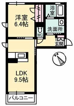 カサクレシアIV(1LDK/1階)の間取り写真