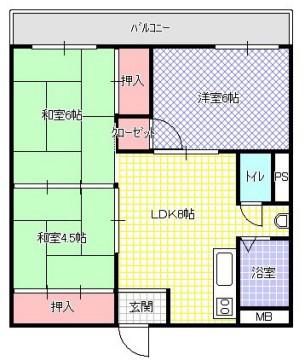 第一八幸マンション(3LDK/2階)の間取り写真