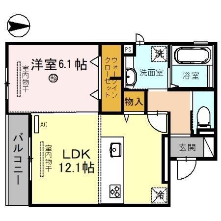 MONTAGNE東高松(1LDK/3階)の間取り写真