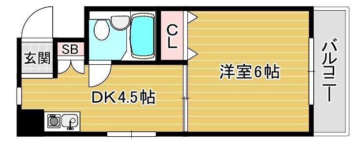 デイズハイツ境川(1DK/3階)の間取り写真