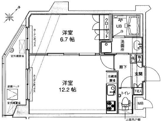 ドルチェ千歳船橋(1LDK/6階)の間取り写真