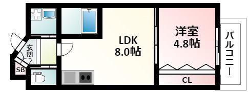 ル・レーヴ江坂(1LDK/8階)の間取り写真