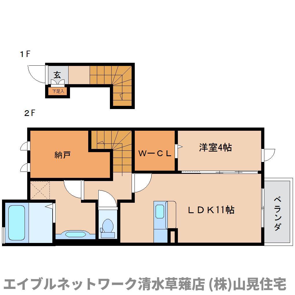 ロードサイド葵 B(1LDK/2階)の間取り写真