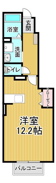 サンハウスIII(ワンルーム/1階)の間取り写真