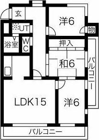 エーデルハイム汐路(3LDK/2階)の間取り写真