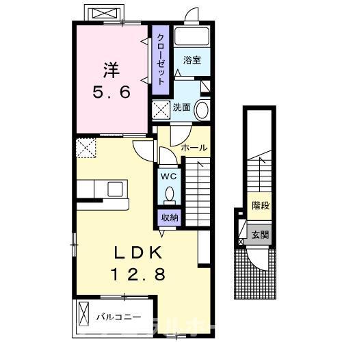 ANGE(1LDK/2階)の間取り写真