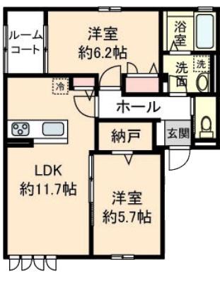 シェレトワレ(2LDK/2階)の間取り写真