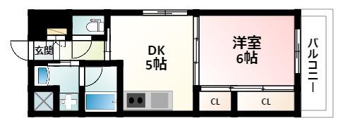 EBYU SHINOSAKA(1DK/6階)の間取り写真