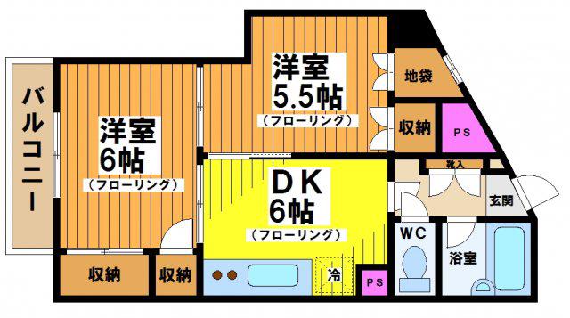 レジデンス アイ(2DK/3階)の間取り写真