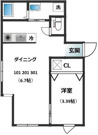 HANA王子(1LDK/1階)の間取り写真