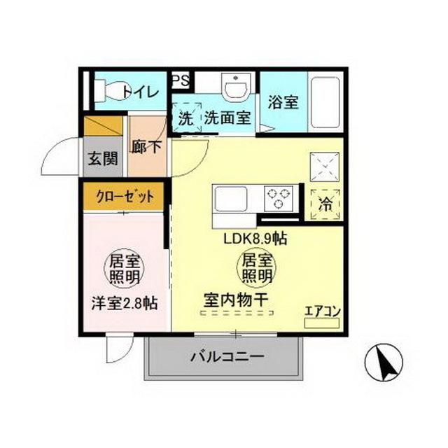 ロンオール元白銀(1LDK/1階)の間取り写真