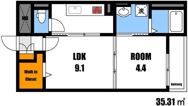 ヴィラMY(1LDK/1階)の間取り写真