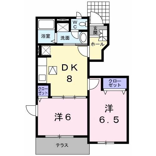 グレースコートIII(2DK/1階)の間取り写真