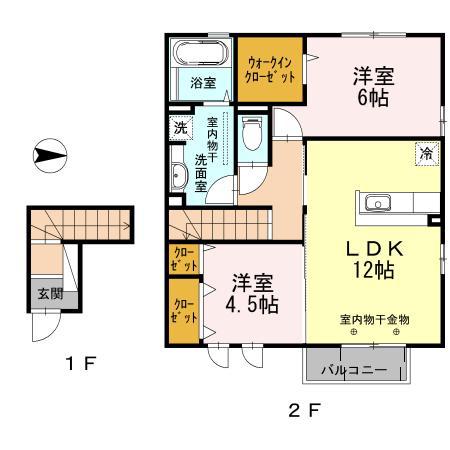 トラペジウム(2LDK/2階)の間取り写真