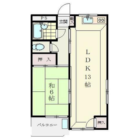 ハイツ田中(1LDK/2階)の間取り写真