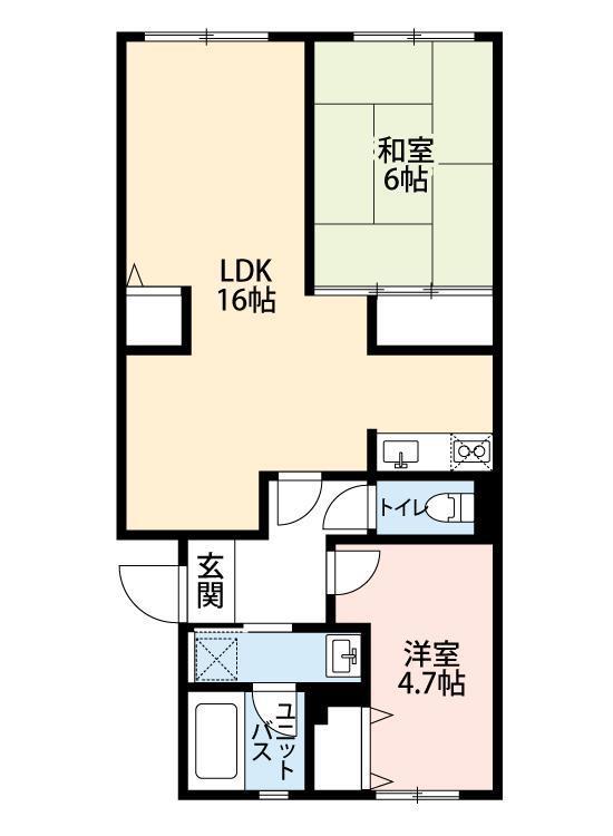 コンフォート・ウンノ(2LDK/1階)の間取り写真