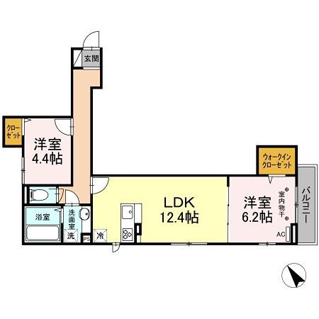 メゾンボヌール(2LDK/2階)の間取り写真