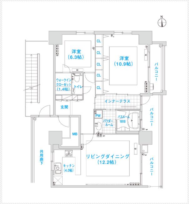 松屋タワー(2LDK/24階)の間取り写真