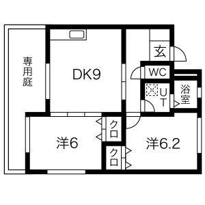 クワトロ(2DK/1階)の間取り写真
